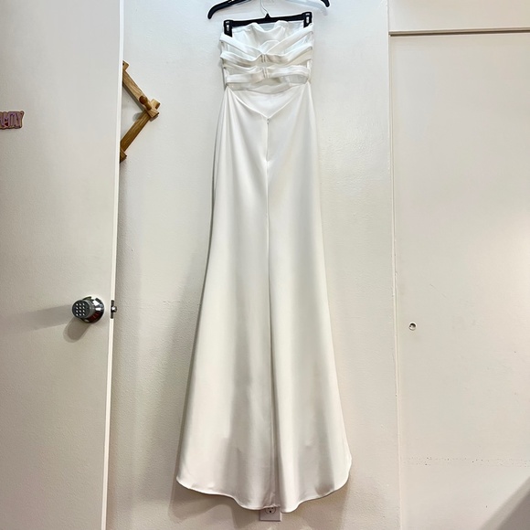 La Femme 27035 Strapless Cross Over Skirt Gown - Picture 5 of 10